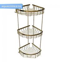 Полочка угловая овальная тройная 22 см  решетка - ЗОЛОТО